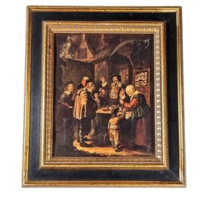 Vintage Framed Print Of Gerard Dou Painting ‘The Charlatan’ Fine Art 9x10 in
